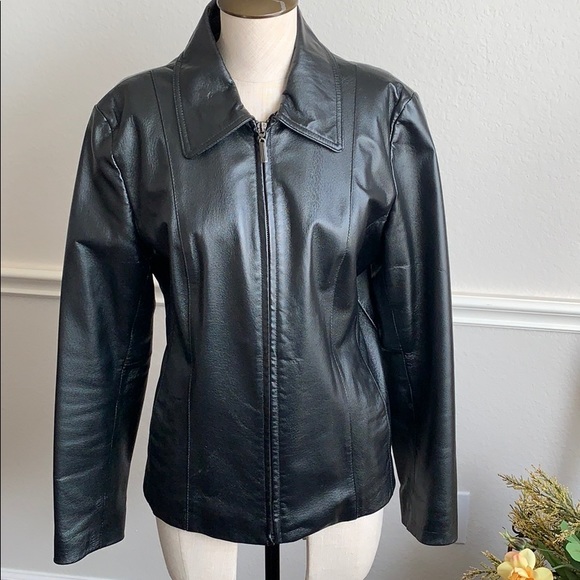 New York & Co Genuine Leather Jacket, Large - Picture 1 of 6